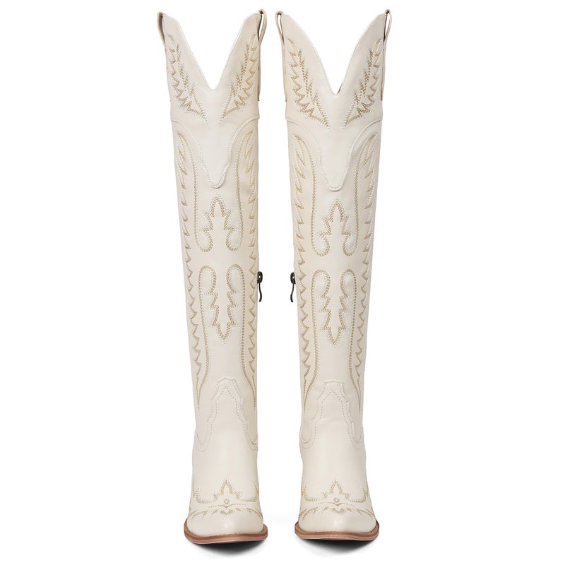 CELNEPHO Cowboy Boots For Women Over The Knee Western Boots With Classic Embroidered Chunky Heel Slip On Zipper Square Toe Fashion Cowgirl Thigh High Boots For Women - Image 5