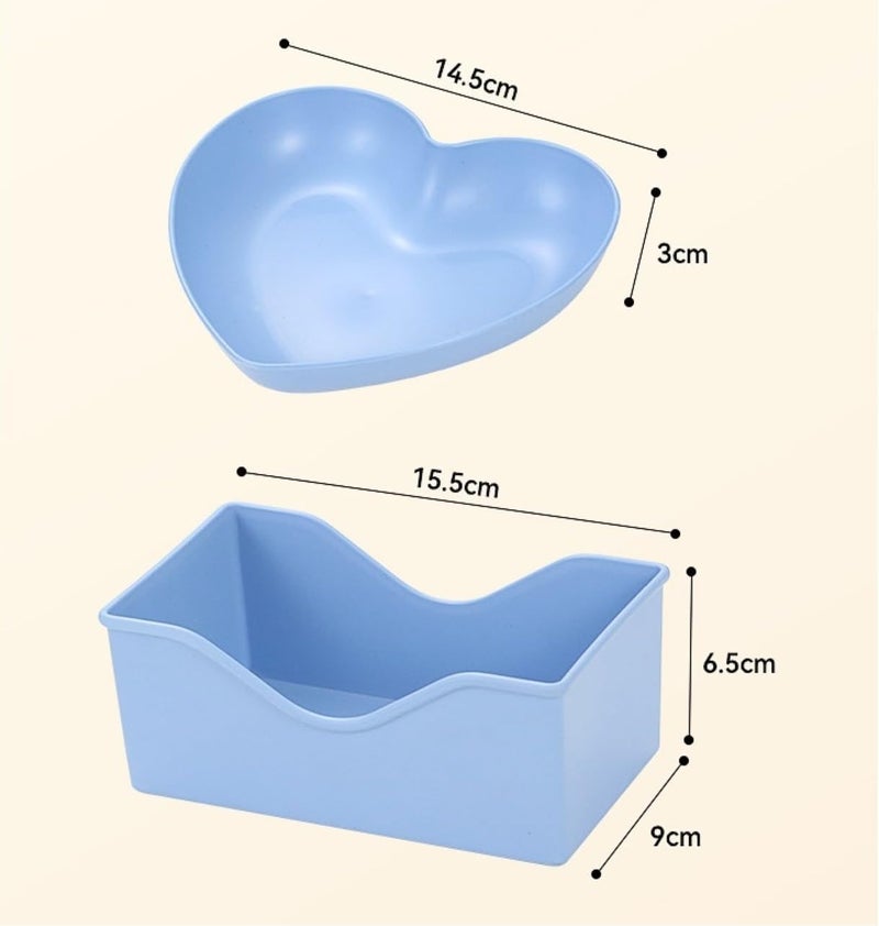 Kolorful Heart Shaped Dinner PlatesSmall Snack Dessert Dishes Unbreakable SetSnack Plate LightweightEcoFriendlySafe for SaladDessertSnackCakeFruit SteakHousehold Seasoning Dish Blue - Image 2