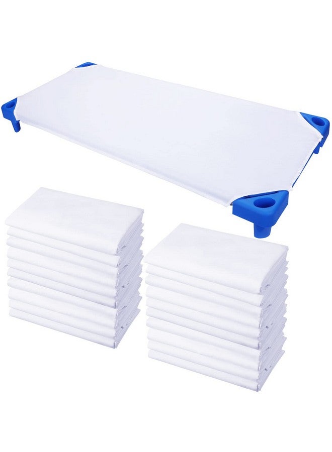 Macarrie 20 Pcs Daycare Cot Sheets for Toddler and Preschool Pure Cotton Breathable Fabric Standard Daycare Bed Fitted Sheet for Boys and Girls, 51.18'' W x 23.62'' L(Classic Style) - Image 1