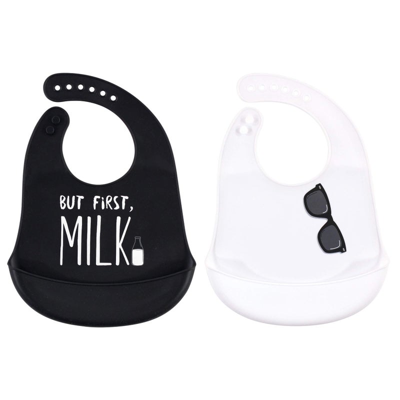 Little Treasure Little Treasure Unisex Baby Silicone Bibs But First Milk One Size 