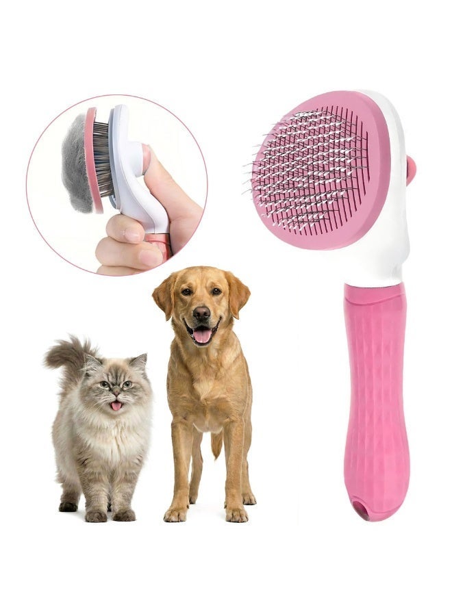 LAPET Cat Brush Cat Comb, Cat Hair Brush, Cat Dog Grooming Brush, Self Cleaning Slicker Massage Brushes for Short and Long Haired Cats for Grooming and Shedding(Pink) - Image 1