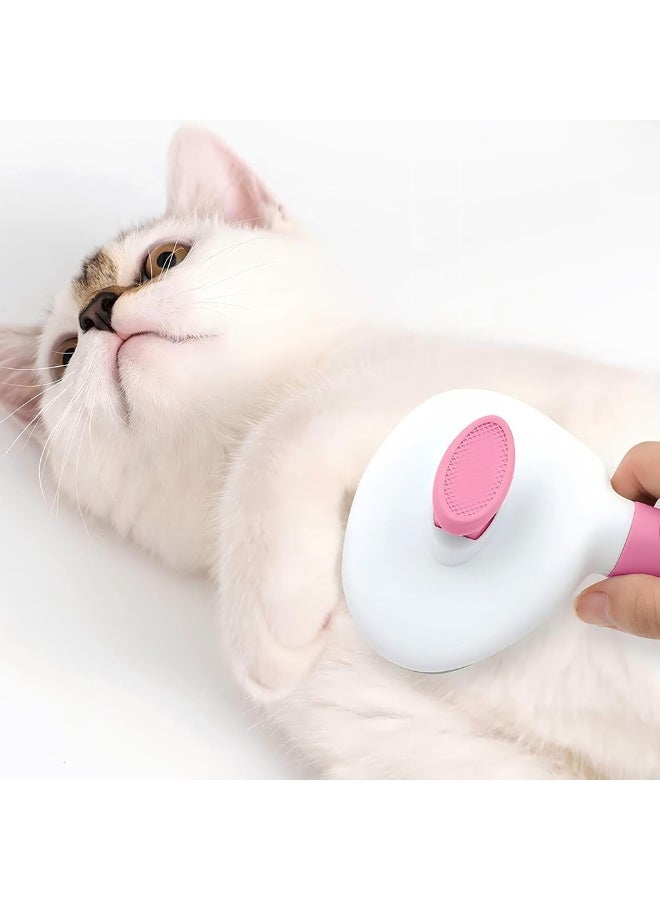LAPET Cat Brush Cat Comb, Cat Hair Brush, Cat Dog Grooming Brush, Self Cleaning Slicker Massage Brushes for Short and Long Haired Cats for Grooming and Shedding(Pink) - Image 4