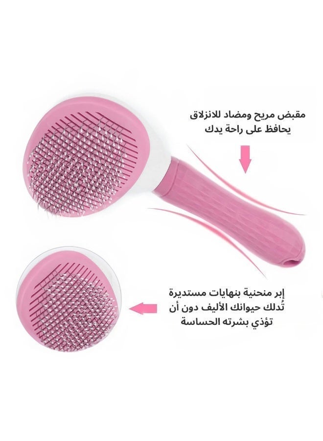 LAPET Cat Brush Cat Comb, Cat Hair Brush, Cat Dog Grooming Brush, Self Cleaning Slicker Massage Brushes for Short and Long Haired Cats for Grooming and Shedding(Pink) - Image 3