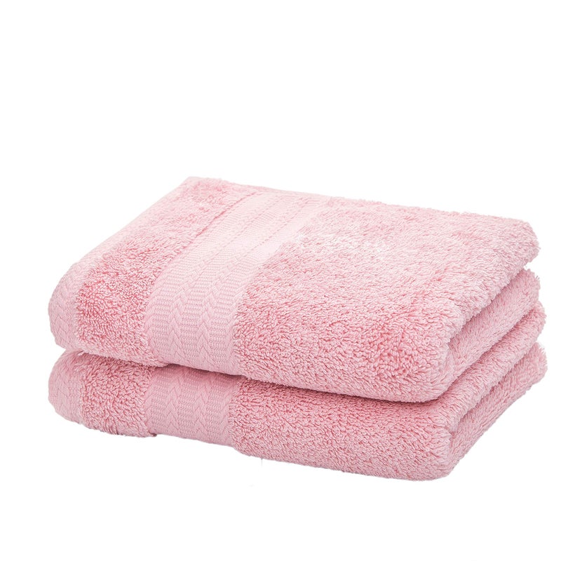 Leisofter Ultra Thick Soft  Absorbent Cotton Hand Towels for BathroomPink 2Pack 14 x 29  Multipurpose Towels for Bath Gym and Spa with Hanging Loop
