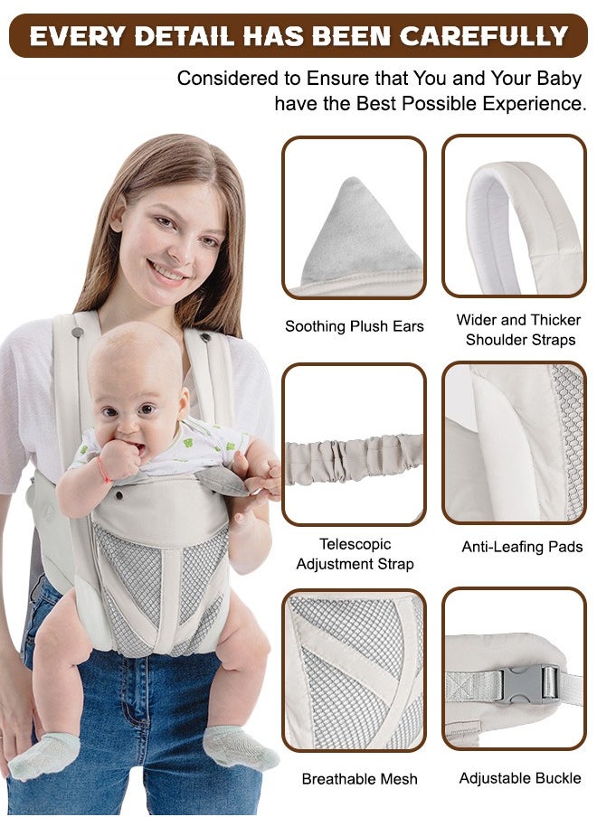 Necomi Baby Carrier Sling with Windproof Hood, Portable Baby Carrier Ergonomically Designed, Breathable Mesh, Suitable for Toddler Girls and Boys  - Image 3