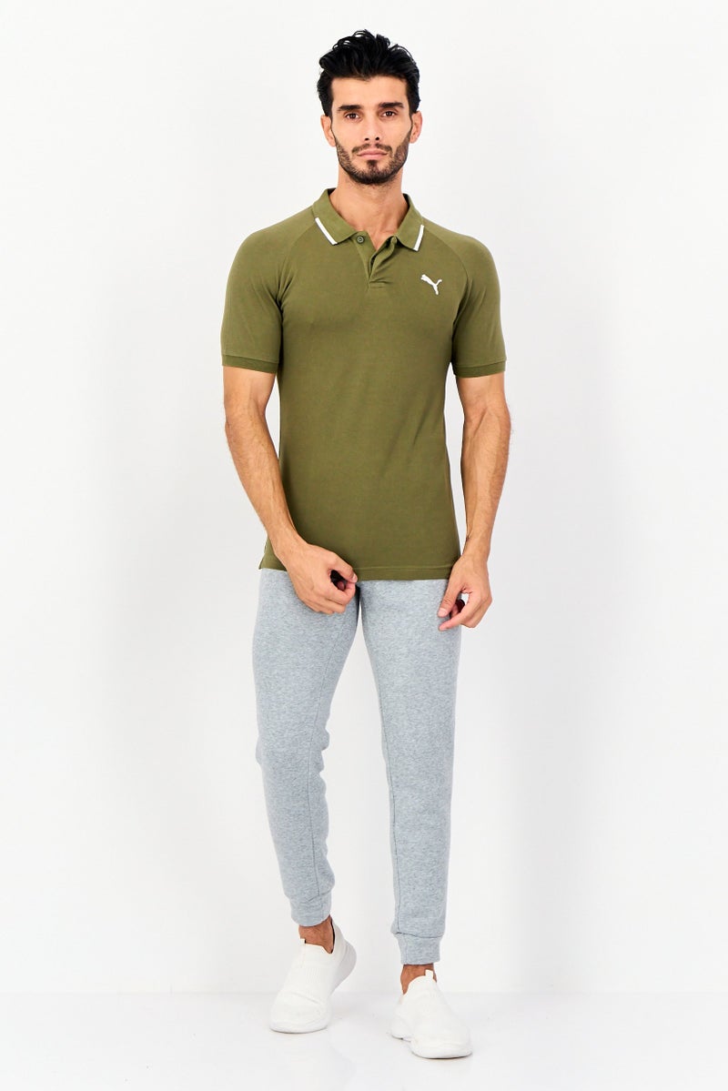 PUMA قميص بولو قصير الأكمام للرجال بتصميم نحيف، زيتوني - Image 4