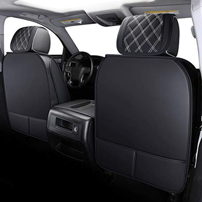Aierxuan Seat Covers For Cars Pickup 2007-2024 Gmc Sierra Chevy Chevrolet Silverado 1500 2500Hd 3500Hd Trail Boss Z71 Crew Double Extended Cab Waterproof Leather (Full Set, Black-White) - Image 5