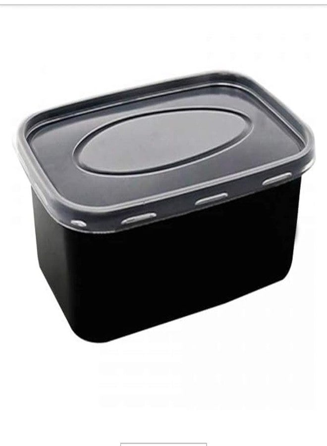 SURAKO COLLECTIONS Black container with lead for Food storage microwave safe, kitchen storage, Reusable plastic containers for food delivery, Fridge storage container | (Sq,1000 ml - Pack of 15) - Image 1