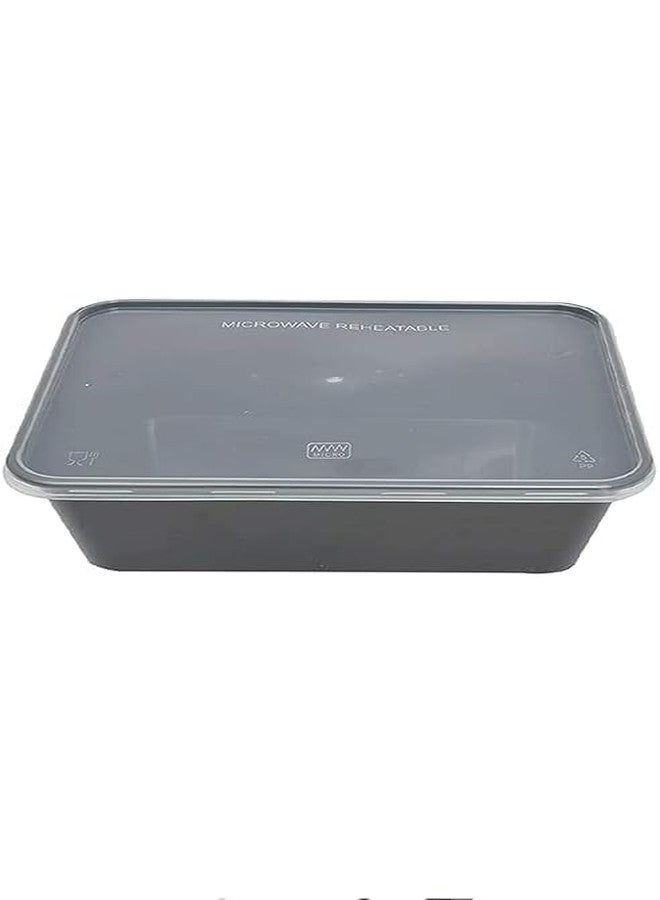 SURAKO COLLECTIONS Black container with lead for Food storage microwave safe, kitchen storage, Reusable plastic containers for food delivery, Fridge storage container | (Sq,1000 ml - Pack of 15) - Image 2