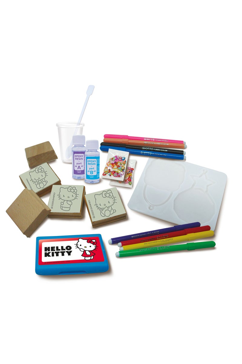 Multiprint Hello Kitty Crystal Art Kit – DIY Set with 2 Charms, Mould Tray, 8 Markers, 5 Stampers, Ink Pad, Epoxy Resin Mix, Glue & Accessories – Creative Gift for Kids - Image 2