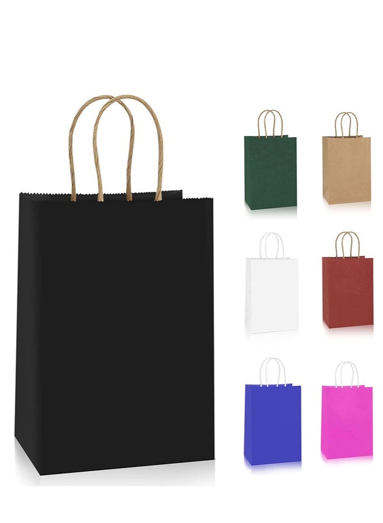 MARKQ [24 Bags] Kraft Paper bags with handles, 22 x 16 x 8 cm Black Gift bags for Birthday Party Favors, Weddings, Crafts, Packaging, Eid - Image 2