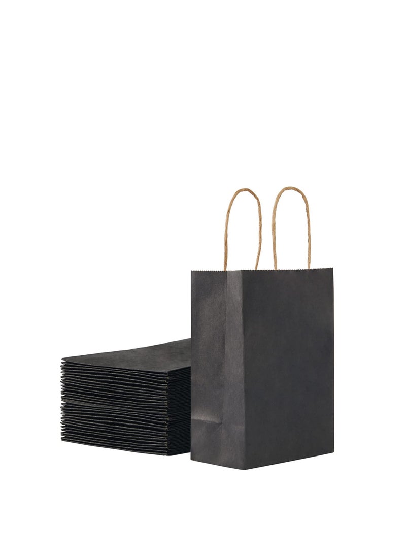 MARKQ [24 Bags] Kraft Paper bags with handles, 22 x 16 x 8 cm Black Gift bags for Birthday Party Favors, Weddings, Crafts, Packaging, Eid - Image 1