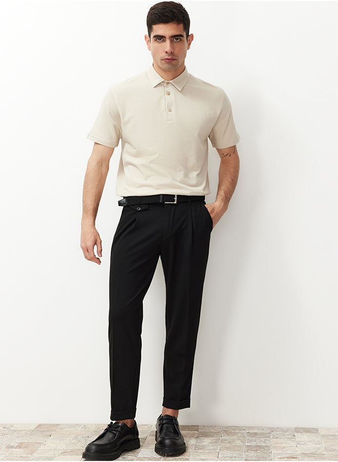 trendyol Black Italian Cut Pleated Fabric Trousers TMNSS24PL00022  - Image 2