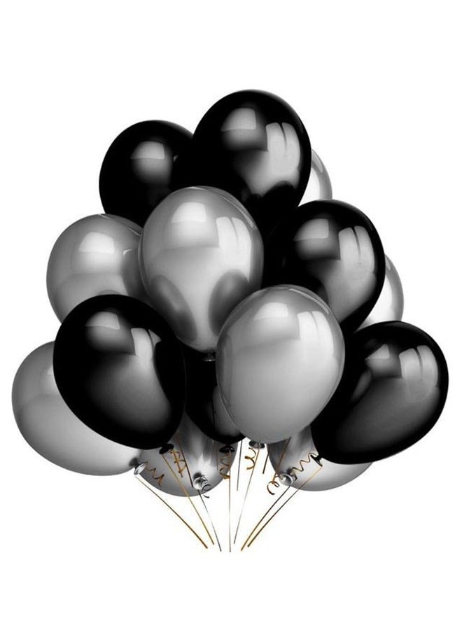 100-piece Black Silver Latex Decorative Balloon Wedding Birthday Bachelorette Party 12inch