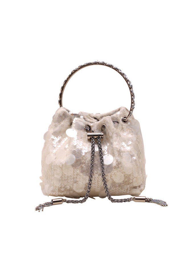 Elegant Evening Bag Made Soft Leather Pattern Suitable For Wedding Party Prom Special Occasions-Color:White-Dimensions:16cm*9cm*13cm - Image 1