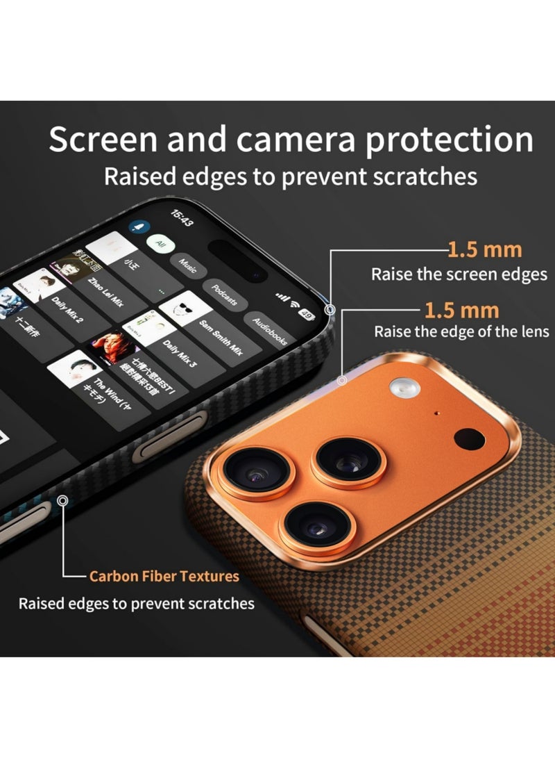 اووكاي حافظة لهاتف iPhone 17 Pro متوافقة مع MagSafe، حافظة رفيعة وخفيفة مع ملمس بدون غطاء، تصميم بنمط ألياف الكربون - Image 2