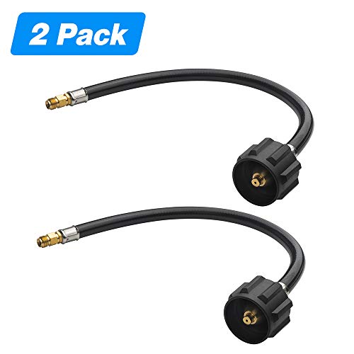 GASPRO GASPRO 15 inch RV Propane Pigtail Hose Connector with Type 1 Connection x 1/4 Inch Inverted Male Flare (2 Pack)  - Image 1