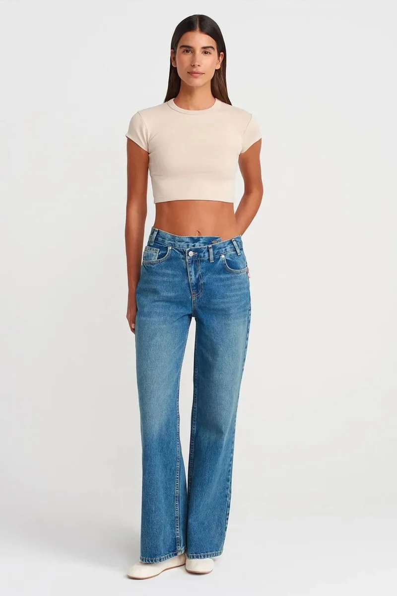Dilvin Beige Natural DILVIN Women's Slim Fit Crop Crew Neck T-Shirt for Women | Best Price UAE
