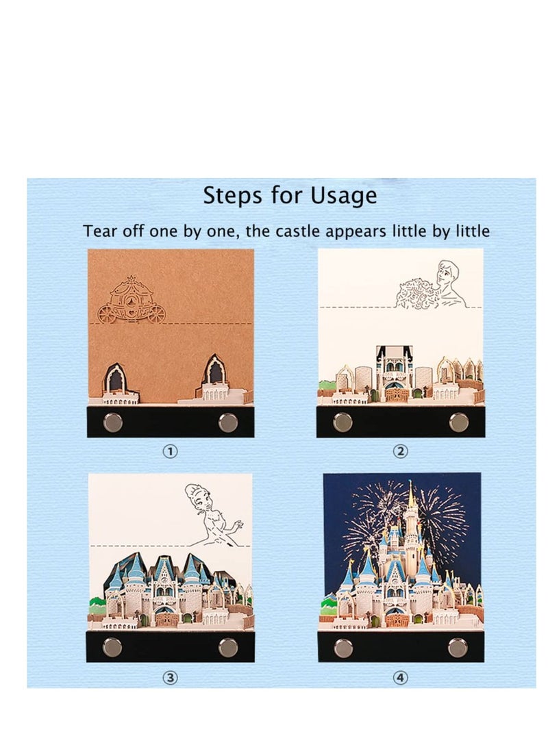Excefore 3D Memo Pad Art Sticky Notes, Fantasy Castle Office Note Paper, 3D Paper Card Craft Character Silhouette Desk Note Paper, Non-Sticky Cubes Note Cards Stickers Post Notes for Office or Home - Image 5