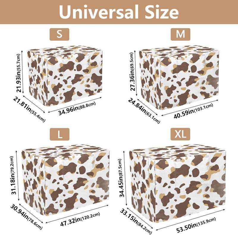 Brown Cow Print Dog Crate Cover with Breathable Mesh Windproof Waterproof Heavy Duty Pet Kennel Cover, Roll-up Side Windows, 34in Dog Cage Cover Kennel Protector - Image 3
