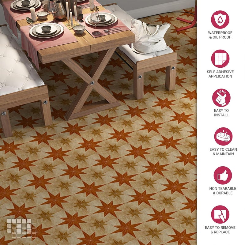 MOSAICOWALL Mosaicowall DIY Peel and Stick Floor Tiles Wall Tiles for Kitchen Living Dining Room Matte Flooring Tile FST0136 X 6 Inches Pack of 12  - Image 2