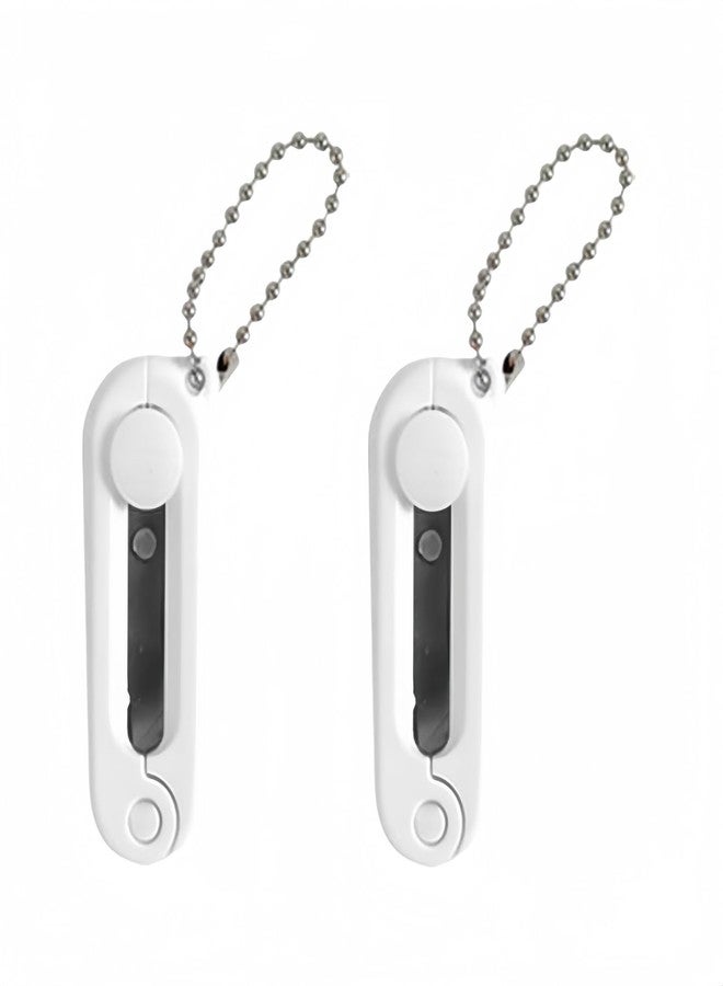 Dwuww 2Pcs White Folding Scissors Safe Portable Travel Scissors Foldable Telescopic Cutter Pocket Mini Scissor with Keychain for Cutting, Scrapbooking, Sewing, Office Cutting Tools, Craft - Image 1