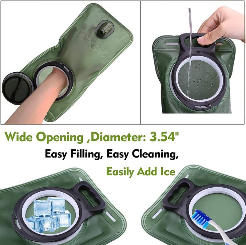 CHERAINTI Hydration Bladder, 3L Water Bladder for Hiking Backpack, BPA-Free Leak Proof Water Reservoir Storage Bag, Water Pouch Hydration Pack Replacement for Camping Cycling Running, Military Green - Image 5