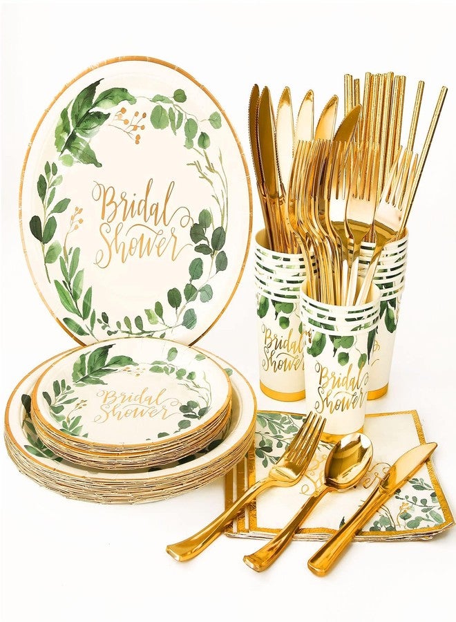 LOOWVY 192Pcs Bridal Shower Decorations Wedding Plates and Napkins Sets, Bridal Shower Paper Plates for Engagement Celebrate Wedding Bride-To-Be Bachelorette Party Supplies, Serves 24 Guests - Image 1
