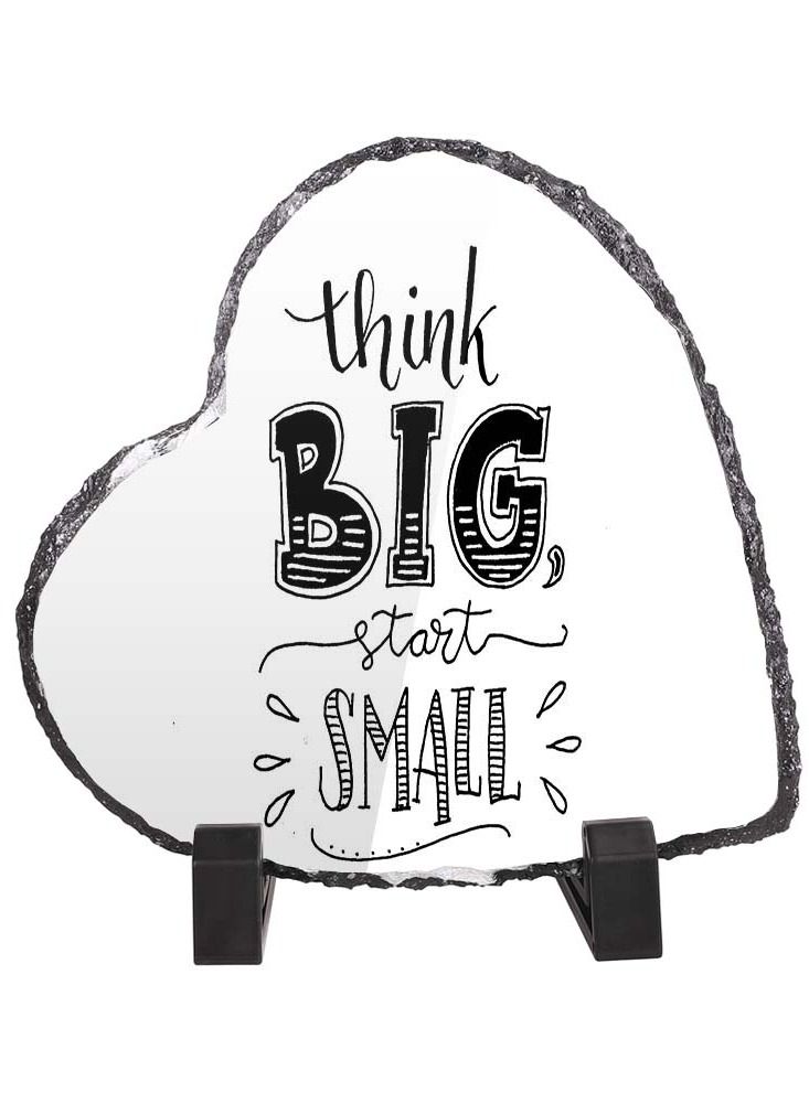 Service Zone Protective Printed White Heart Shape Marble Photo Frame for Table Top Think Big Start Small 
