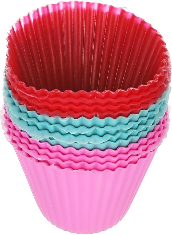 Generic Pantry elements silicone baking cups - set of 12 reusable cupcake liners in six vibrant colors