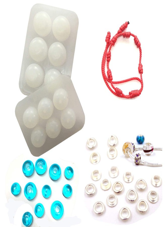 Szcelling قالب خرز سيليكون دائري مثقوب من Szcelling Szecl، قطعتان، لصنع المجوهرات، غطاء خرز مزخرف S925، مناسب لصنع الأساور والخرز، قطر الثقوب 2 مم و5 مم، أداة لصنع المجوهرات بنفسك - Image 1
