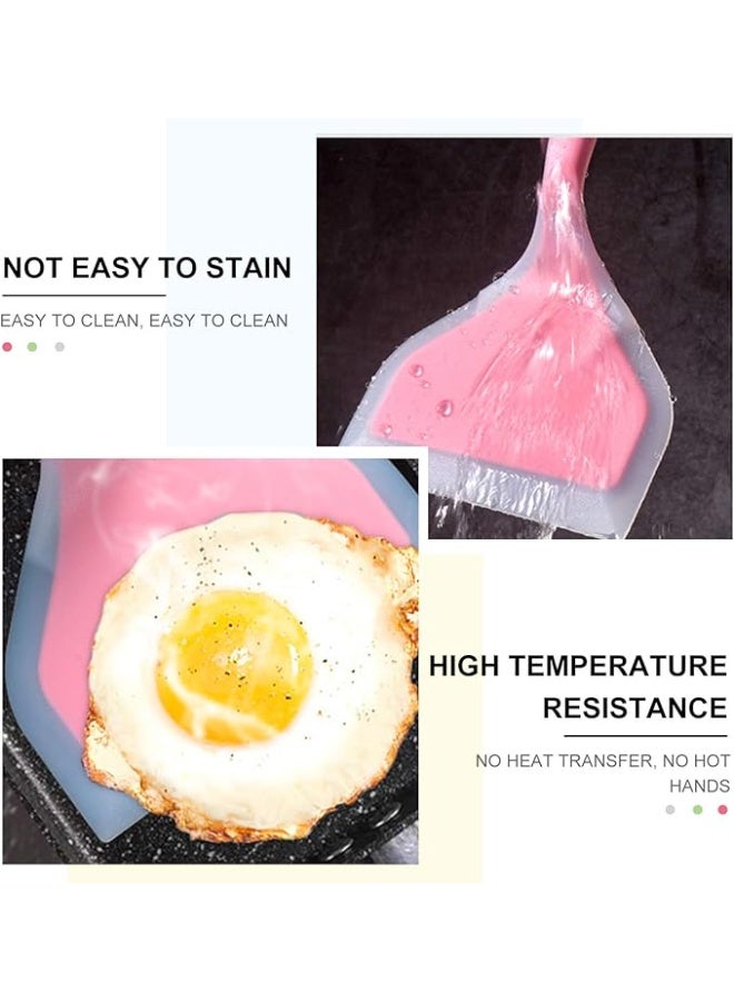 مجموعة من 3 قطع من أدوات طهي الفطائر المصنوعة من السيليكون، ملعقة مسطحة عريضة، ملعقة مرنة من السيليكون، ملعقة مسطحة عريضة غير لاصقة، ملعقة مسطحة لأواني الطهي، عجة البيض والبسكويت (ألوان متنوعة) - Image 5