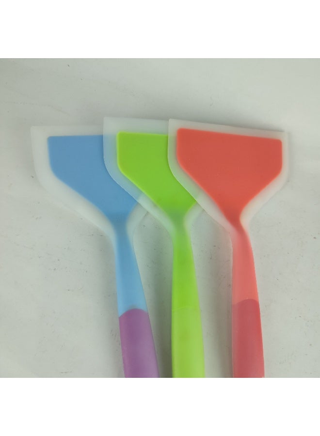 مجموعة من 3 قطع من أدوات طهي الفطائر المصنوعة من السيليكون، ملعقة مسطحة عريضة، ملعقة مرنة من السيليكون، ملعقة مسطحة عريضة غير لاصقة، ملعقة مسطحة لأواني الطهي، عجة البيض والبسكويت (ألوان متنوعة) - Image 1