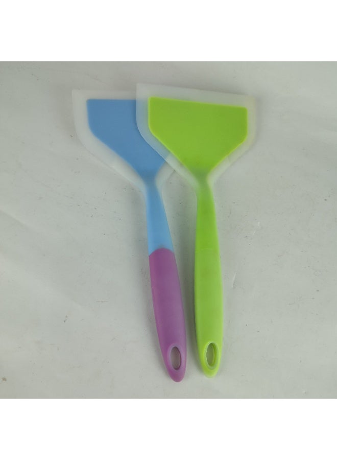مجموعة من 3 قطع من أدوات طهي الفطائر المصنوعة من السيليكون، ملعقة مسطحة عريضة، ملعقة مرنة من السيليكون، ملعقة مسطحة عريضة غير لاصقة، ملعقة مسطحة لأواني الطهي، عجة البيض والبسكويت (ألوان متنوعة) - Image 2