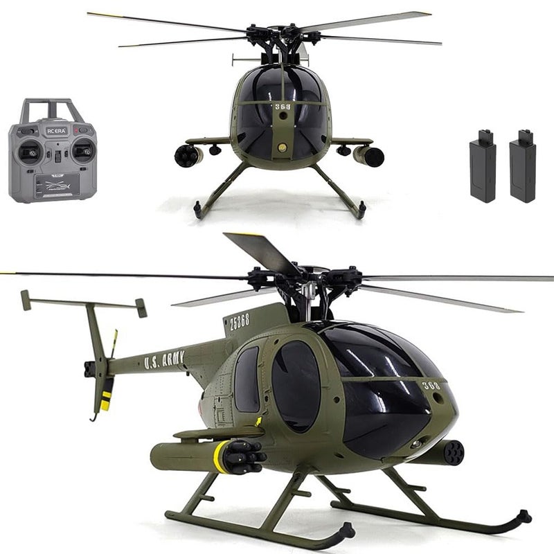 Ssccgym 335MM MD500 C189 Remote Control Helicopter Add Optical Flow Positioning RC Aircraft 2Batteries RC Heli Single Rotor No Ailerons Maintain Altitude Hover Green RTF - Image 2