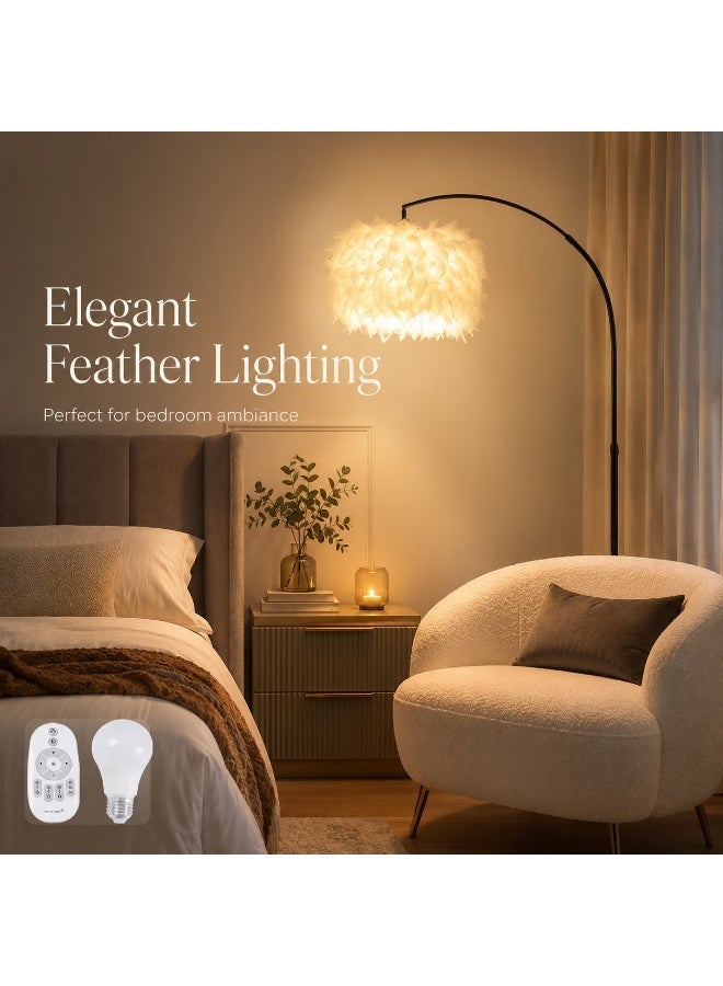 GroveMade Floor Lamp Standing Lamp LED Floor Lamp Feather Lamp for Living Room Bedroom Home Decor Reading Light - Image 3