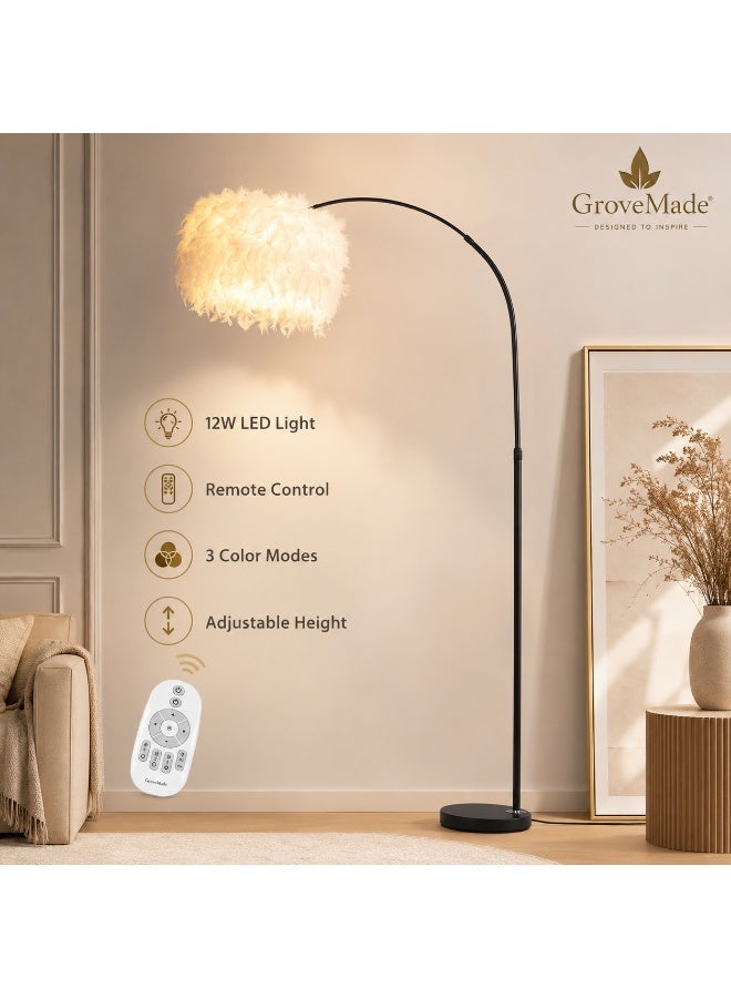 GroveMade Floor Lamp Standing Lamp LED Floor Lamp Feather Lamp for Living Room Bedroom Home Decor Reading Light - Image 2