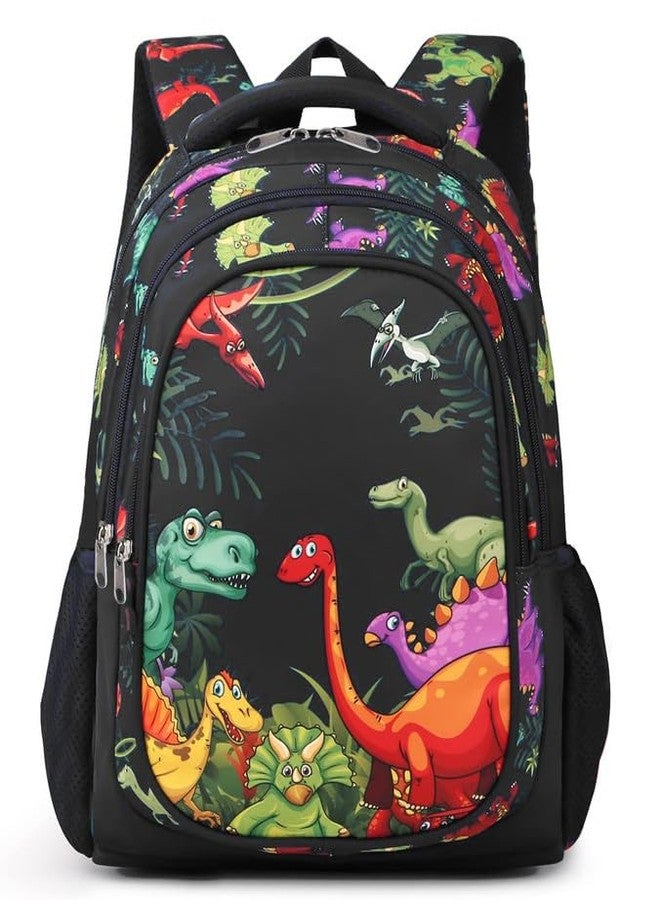 Frantic Waterproof Polyester 26 L 3 Compartment School Backpack With Pencil/Staionery Pouch School Bag Class 1 to 8 Daypack Picnic Bag For School Going Boys & Girls(RR_Full_Black_Jurassic_24_A) - Image 1