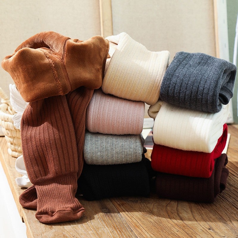 Winter New Fleece-Lined Thickened Men'S And Women'S Baby Fashion Striped Leggings Super Thick Super Soft Children'S Leggings - Image 4