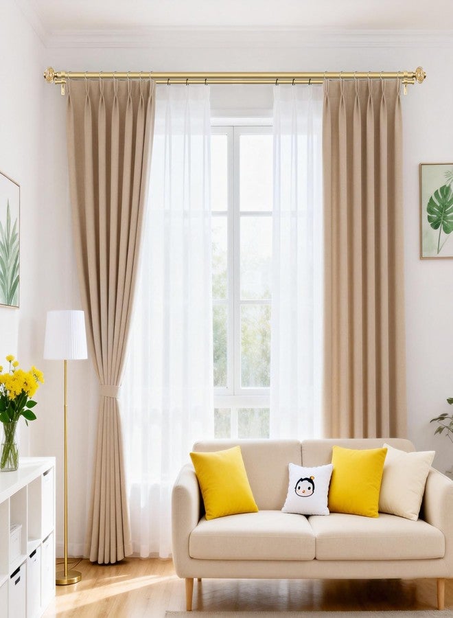 USFOOK 1 Inch Luxury Gold Double Curtain Rods for Windows 66 to 120 Inches(5.5-10ft), Adjustable Heavy Duty Drapery Rods, Telescoping Dual Curtain Rod with Translucent Finials, Wall Mounted - Image 2