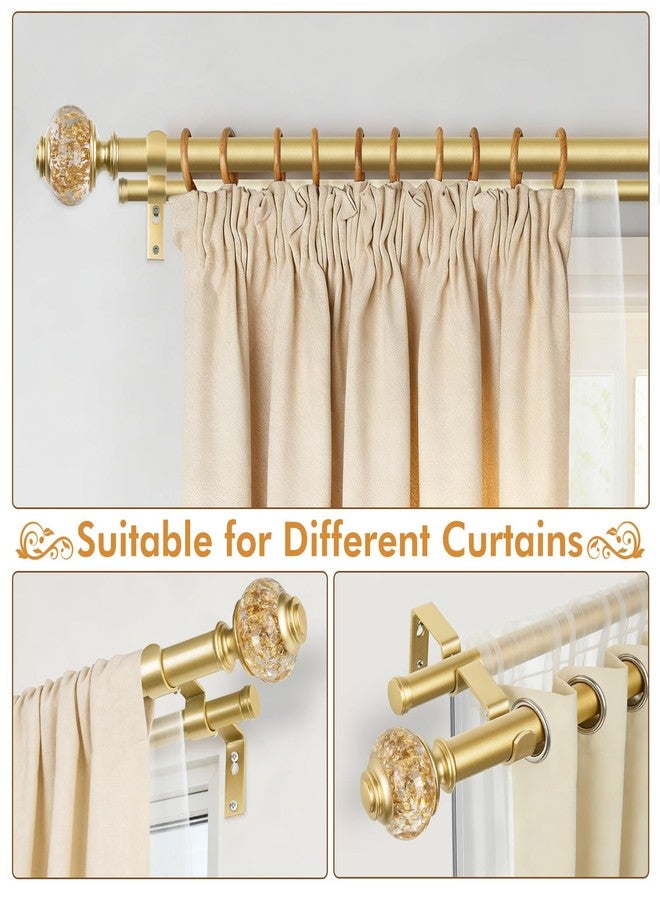 USFOOK 1 Inch Luxury Gold Double Curtain Rods for Windows 66 to 120 Inches(5.5-10ft), Adjustable Heavy Duty Drapery Rods, Telescoping Dual Curtain Rod with Translucent Finials, Wall Mounted - Image 4