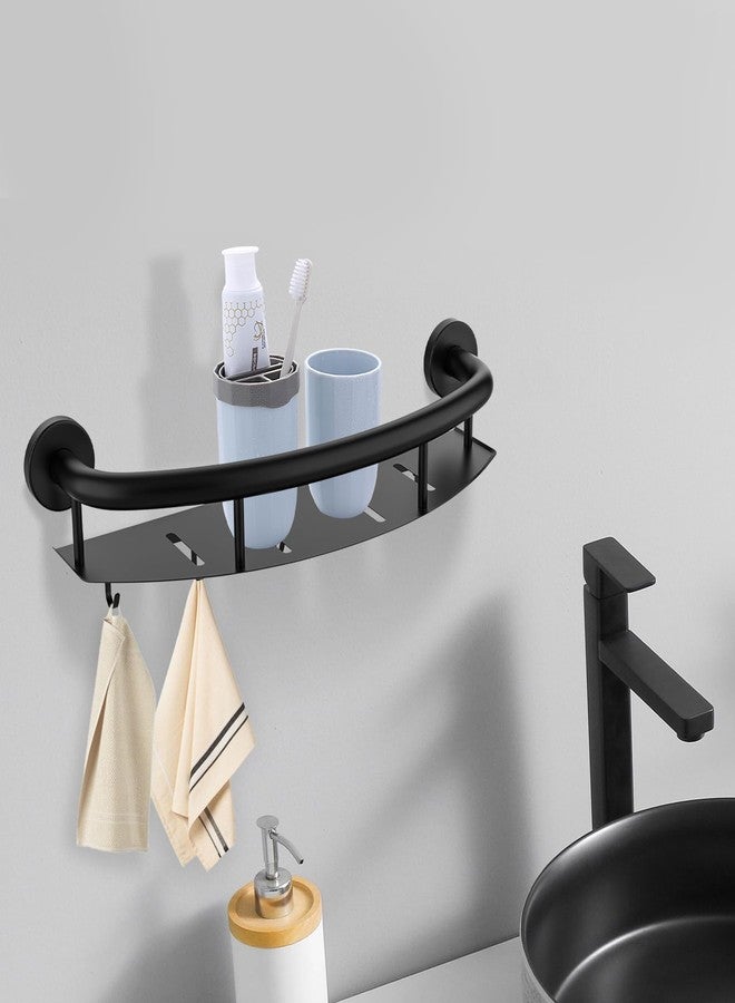 Munzong 18 Inch Shower Grab Bar w/Storage Shelf, Black Stainless Steel 2 in 1 Bathroom Balance Bar, Safety Hand Rail Support Senior Assist Bath Handle - Image 3