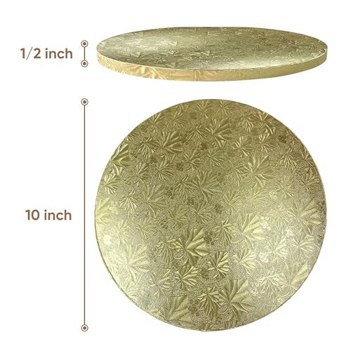 Cakebon Cake Boards - Sturdy 1/2 Inch Thick Drums - 10 Inch Professional Smooth Straight Edges Gold 1-Pack - Image 2