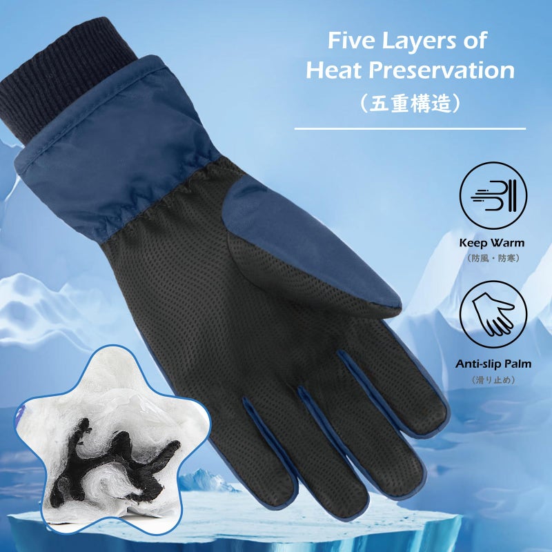 TRIWONDER Kids Winter Snow Gloves, Warm Windproof Mittens for Skiing Snowboarding, Boys and Girls (C - Grey, 6-8 Years Old) - Image 3