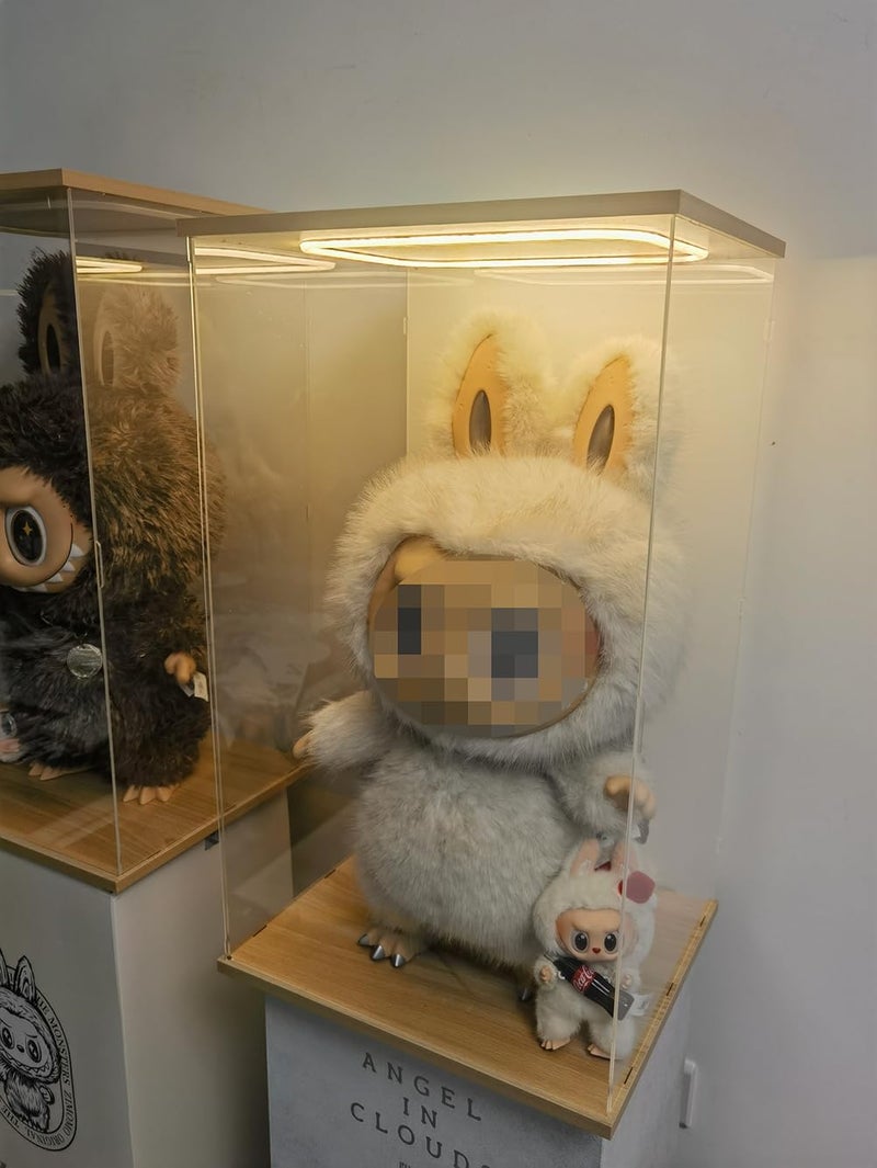 DuvinDD Acrylic Display Case for Labubu Zimomo Large Doll Collectibles, 23.6 inch Tall Large Display Box with LED Light Top, Clear Dustproof Protective Showcase for Lego Figure(13.8x11.8x23.6inch) - Image 2