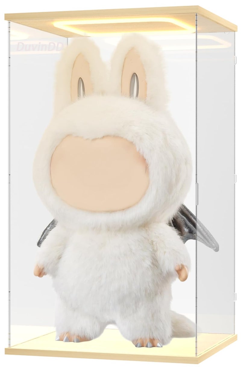 DuvinDD Acrylic Display Case for Labubu Zimomo Large Doll Collectibles, 23.6 inch Tall Large Display Box with LED Light Top, Clear Dustproof Protective Showcase for Lego Figure(13.8x11.8x23.6inch) - Image 1