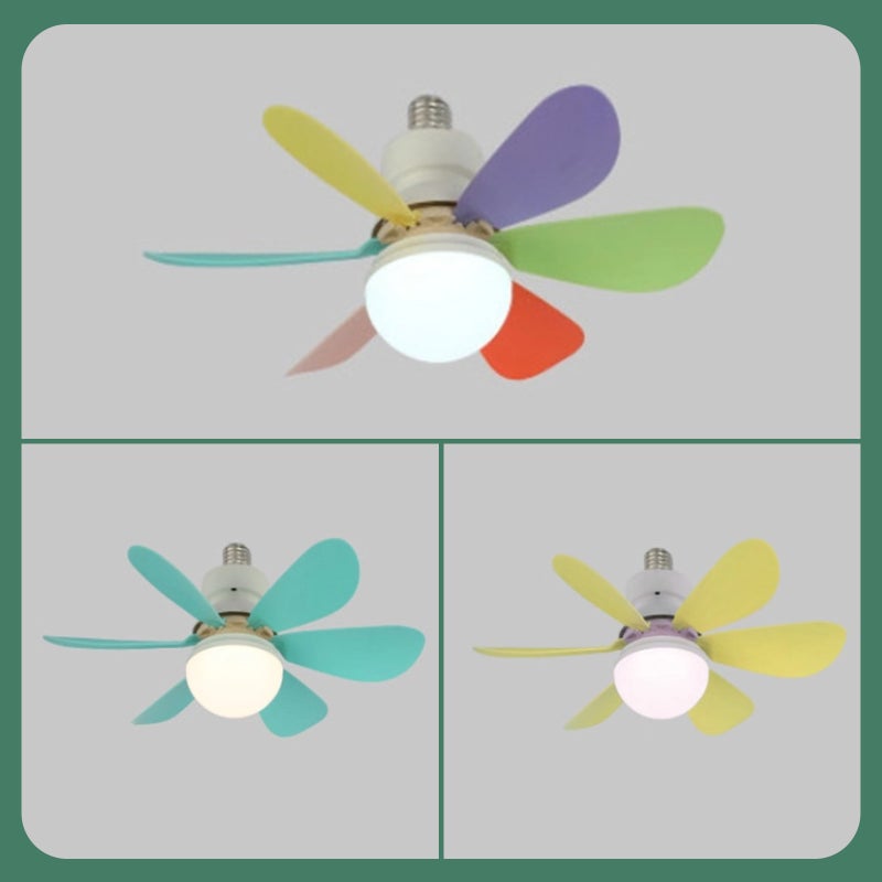 E27 Fan Lamp Tri-color Dimming Home Bedroom Kids Study Room Living Room Fan Lamp Infinitely Dimmable Timing Function With Remote Controller - Image 2