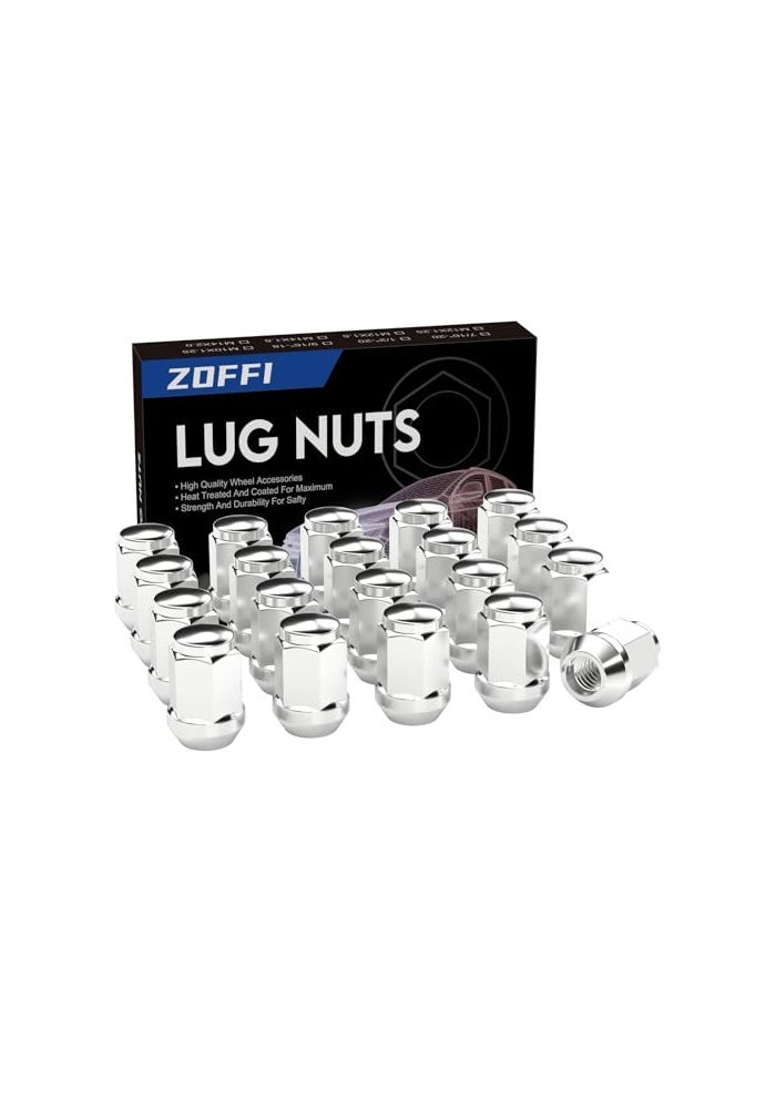 ZOFFI M12x15 Lug Nuts Replacement for Ford Fusion Focus Escape Aftermarket Wheel 20pcs Chrome Closed End Conical Seat 19mm Hex Lug Nuts - Image 1