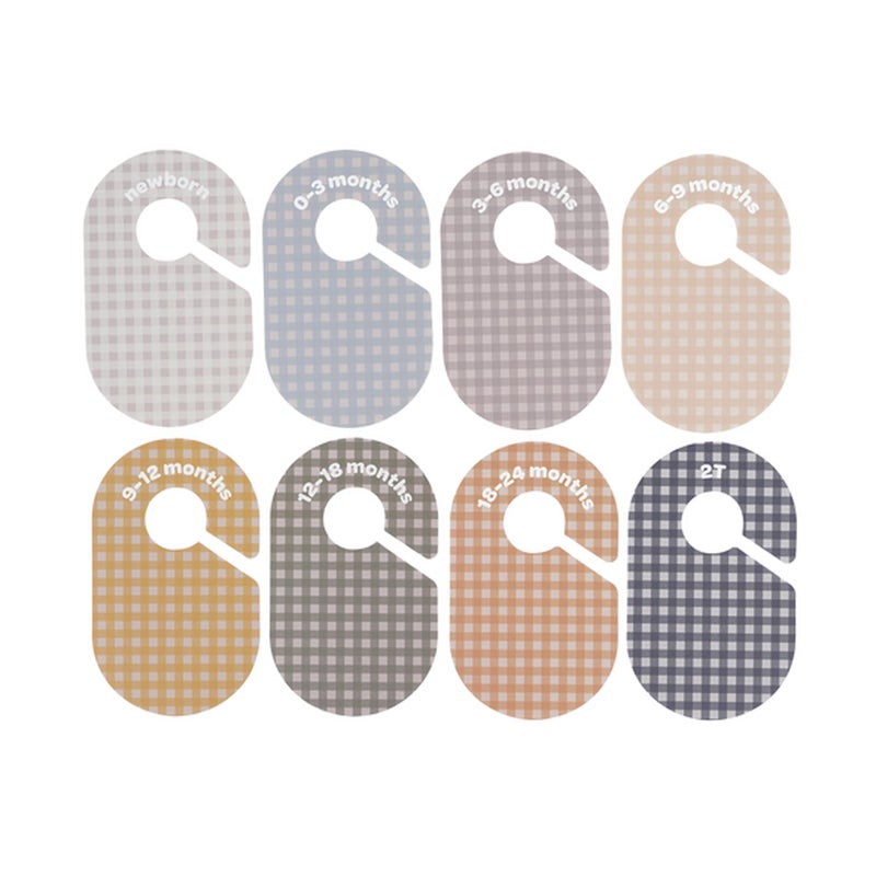 3 Sprouts Baby Closet Dividers 8-Piece Set Newborn to 2T - Double-Sided Organizer for Nursery Clothing Storage - Gingham - Image 5