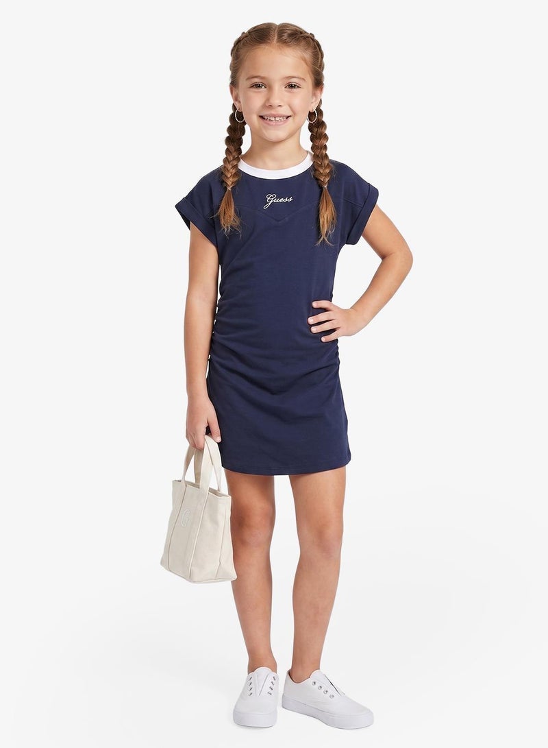 GUESS Youth Logo Ribbed Short Sleeve Mini Dress - Image 1